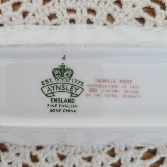 Aynsley England Mint Tray 8-1/4" Fine English Bone China Famille Rose Pattern - Picture 8 of 15